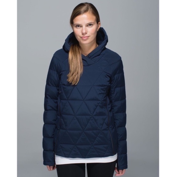 Lululemon Fluffed Up Pullover Hooded Jacket Blue Goose Down - Picture 12 of 13